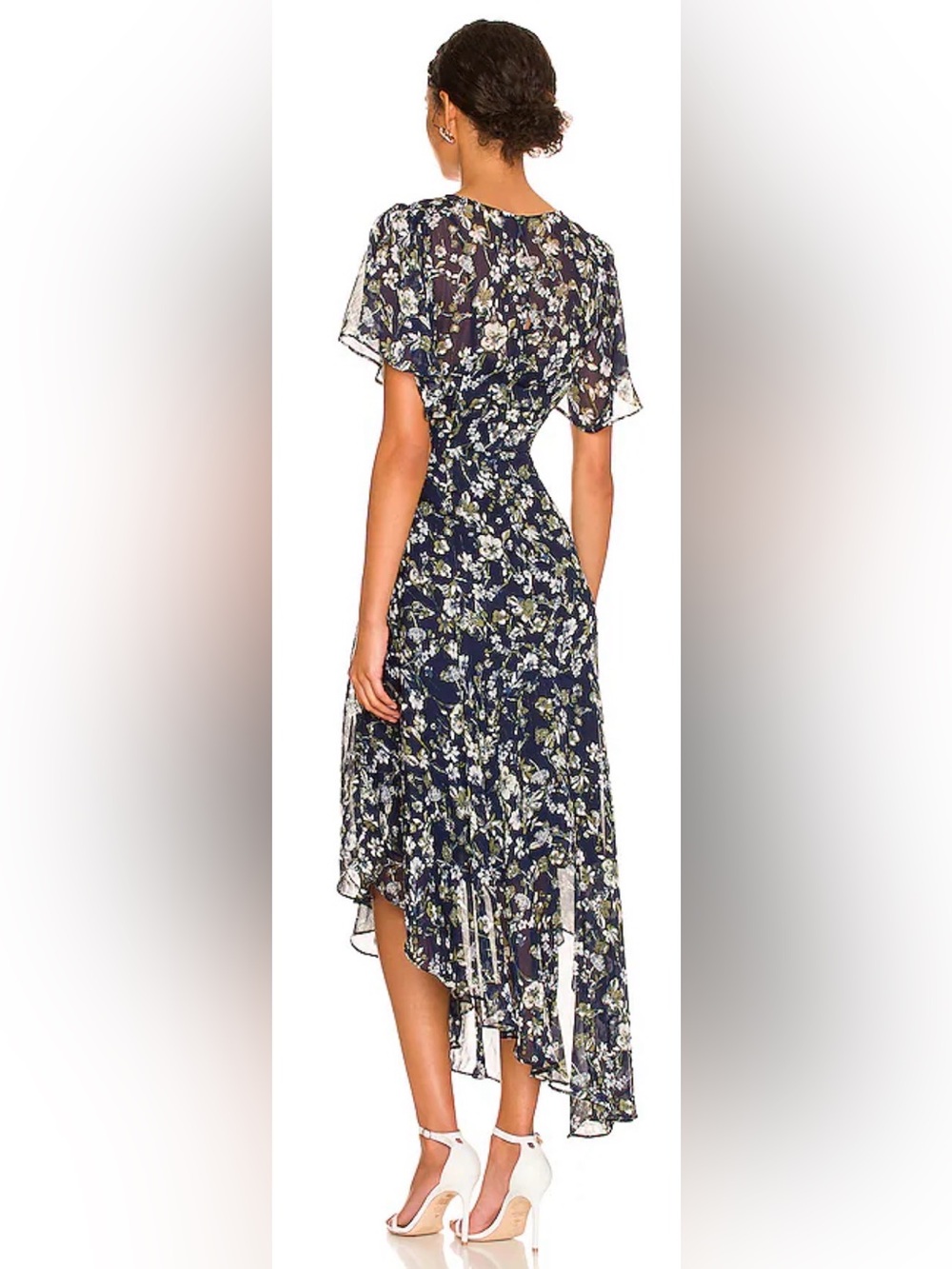 Revolve Astr the Label Flutter Sleeve Maxi Dress in Blue & Green Floral - Picture 3 of 7